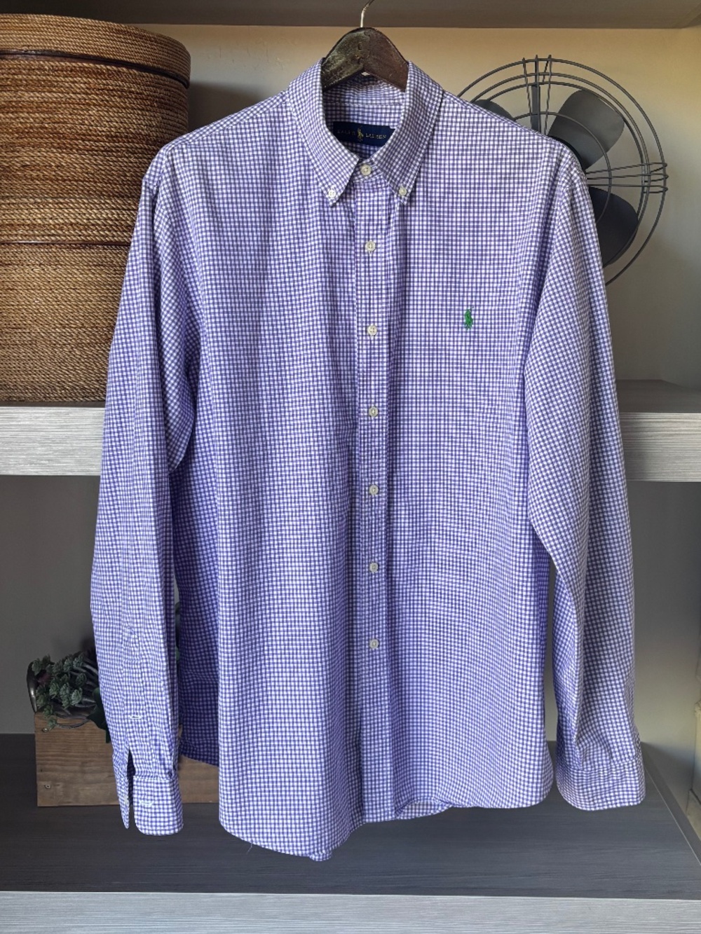 Ralph Lauren Mens Gingham Oxford Shirt XL Tall Lavender